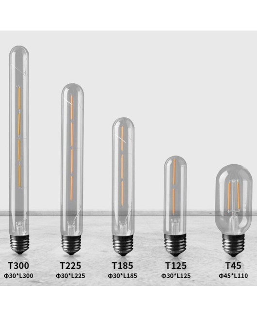 Edison LED bulb E27 screw retro long tube imitation tungsten filament lamp creative bulb T125 T225 T300
