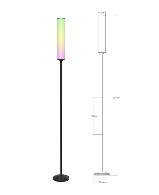 Floor tube lamp with colorful dual white ambient lighting, 360 degree luminous floor lamp, high-end sound pickup