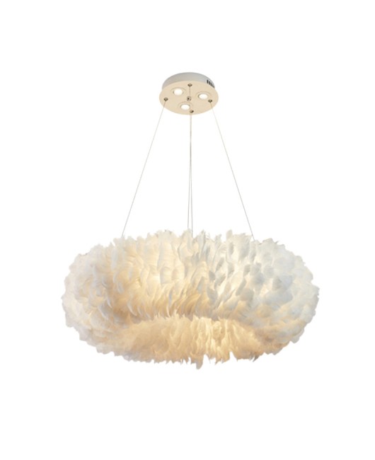 Modern minimalist ins style donut pendant light, ceiling light, women's bedroom feather light pendant light, living room feather light pendant light