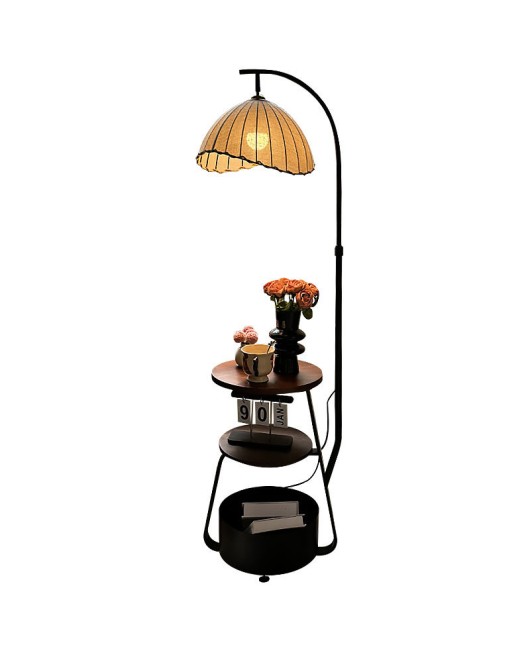 French retro floor lamp, living room sofa, coffee table lamp, antique style bedroom bedside table, storage integrated atmosphere lamp