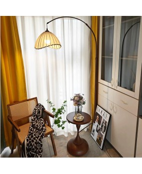 French retro living room fishing floor lamp simple modern antique style sofa side shelf integrated atmosphere lamp