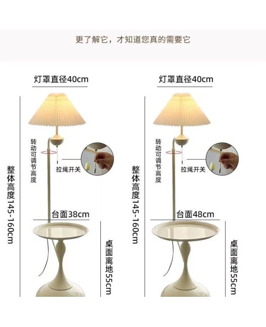 Cream style floor lamp, living room sofa, several shelves for decoration, atmosphere lamp, bedroom bedside table, integrated desk lamp