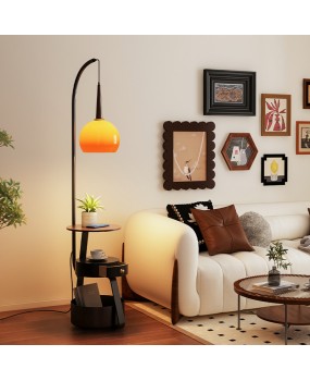 Ancient style floor lamp in the living room, French wabi sabi, internet famous Chinese retro bedside table, American coffee table storage rack integrated lamp