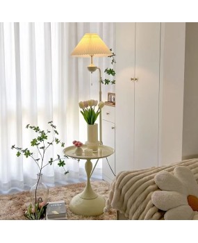 Cream style floor lamp, living room sofa, several shelves for decoration, atmosphere lamp, bedroom bedside table, integrated desk lamp