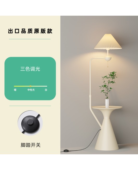 French cream style floor lamp, living room, bedroom, sofa next to a few high-end design elements, internet famous bedside table lamp