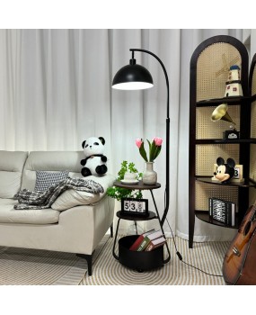Living room sofa corner floor lamp, antique style, bedroom intelligent bedside table, integrated desk lamp, vertical edge table decoration for storage