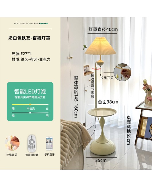 Cream style floor lamp, living room sofa, several shelves for decoration, atmosphere lamp, bedroom bedside table, integrated desk lamp