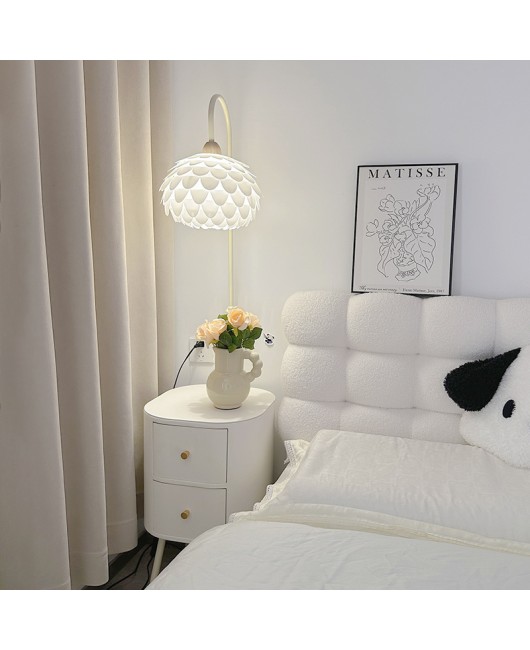2024 new bedside table integrated floor lamp, simple and modern bedroom design, creamy style living room sofa desk lamp