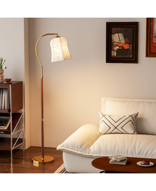 Mid ancient style floor lamp, living room, bedroom, study, sofa, wooden floor lamp, American retro French decorative lighting fixture