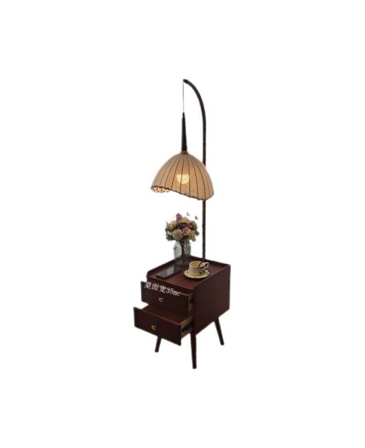 Middle ancient style bedroom bedside table integrated desk lamp drawer household small unit living room storage atmosphere floor lamp
