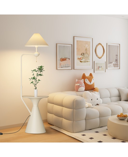 French cream style floor lamp, living room, bedroom, sofa next to a few high-end design elements, internet famous bedside table lamp