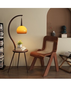 Living room grapefruit fishing floor lamp, antique light luxury high-end feeling, American retro bedroom, next to the sofa, a few floor lamps