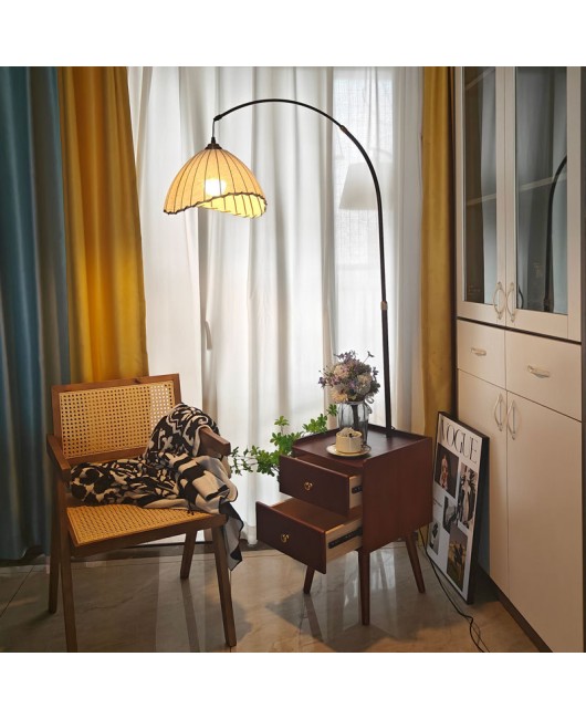 Middle ancient style bedroom bedside table integrated desk lamp drawer household small unit living room storage atmosphere floor lamp