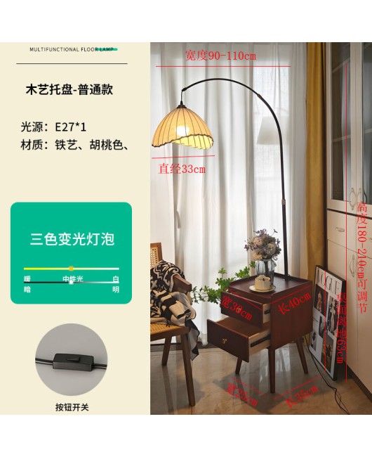 Middle ancient style bedroom bedside table integrated desk lamp drawer household small unit living room storage atmosphere floor lamp