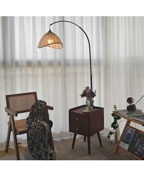 Middle ancient style bedroom bedside table integrated desk lamp drawer household small unit living room storage atmosphere floor lamp