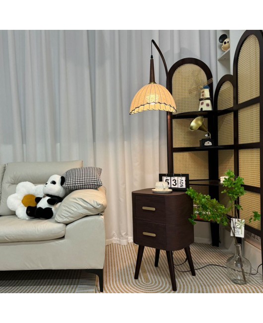 Mid ancient style floor lamp, living room sofa, side cabinet, retro bedroom bedside table, storage rack, floor standing lamp