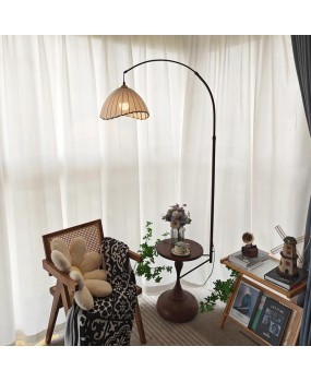 French retro living room fishing floor lamp simple modern antique style sofa side shelf integrated atmosphere lamp