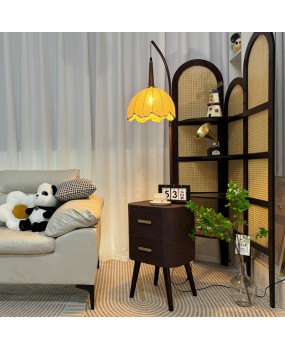 Middle aged floor lamp, bedroom bedside table, integrated desk lamp, solid wood storage, tea table decoration, living room sofa, ambient light