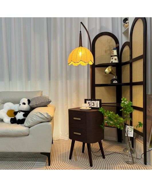 Middle aged floor lamp, bedroom bedside table, integrated desk lamp, solid wood storage, tea table decoration, living room sofa, ambient light