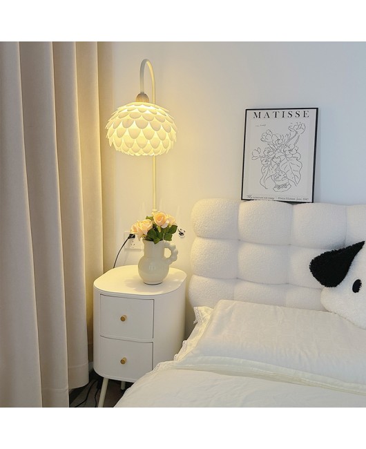 2024 new bedside table integrated floor lamp, simple and modern bedroom design, creamy style living room sofa desk lamp
