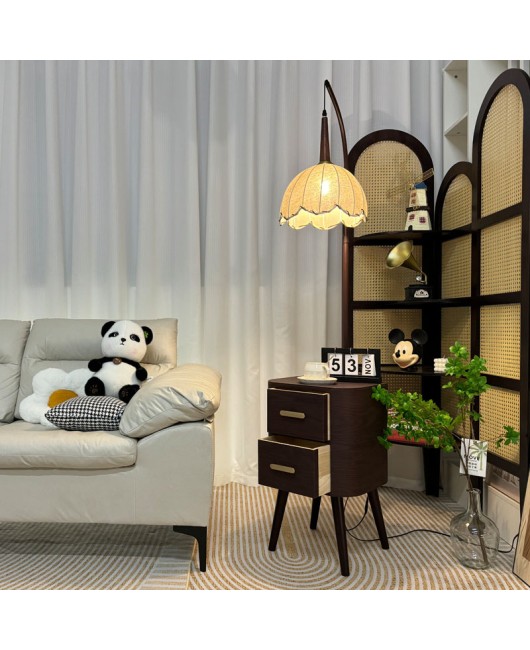 Middle aged floor lamp, bedroom bedside table, integrated desk lamp, solid wood storage, tea table decoration, living room sofa, ambient light