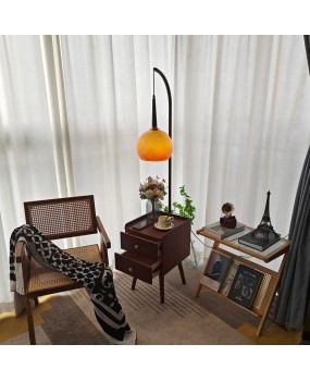 Middle ancient style bedroom bedside table integrated desk lamp drawer household small unit living room storage atmosphere floor lamp