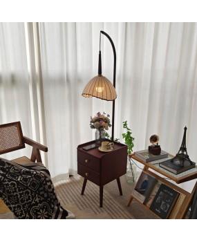 Middle ancient style full solid bedside table lamp, household bedroom bedside cabinet with storage atmosphere, floor lamp