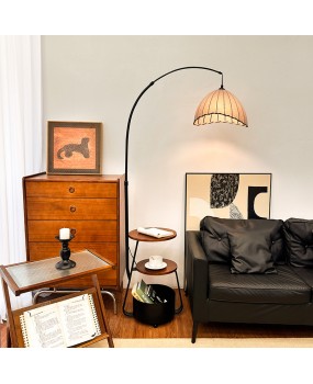 Living room French antique style floor lamp Wabi Sabi internet famous Chinese retro headboard American storage rack integrated lamp 2024
