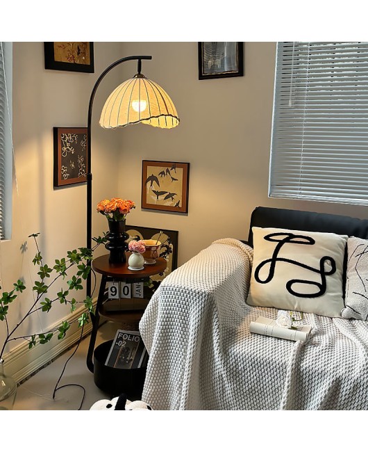 French retro floor lamp, living room sofa, coffee table lamp, antique style bedroom bedside table, storage integrated atmosphere lamp