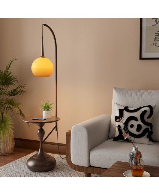 Mid ancient style grapefruit fishing floor lamp living room sofa with coffee table integrated storage, American retro bedroom bedside lamp
