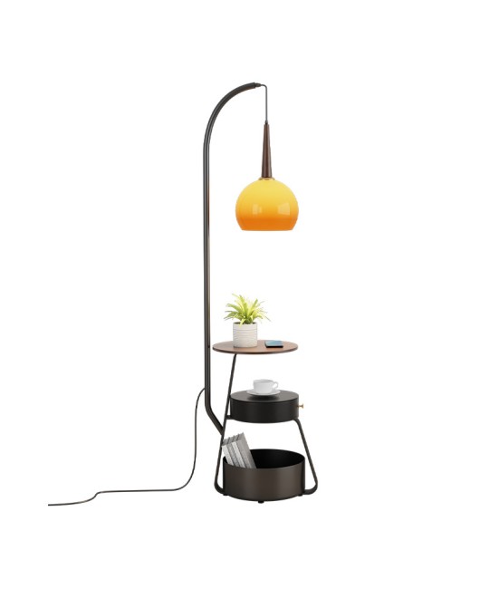Ancient style floor lamp in the living room, French wabi sabi, internet famous Chinese retro bedside table, American coffee table storage rack integrated lamp