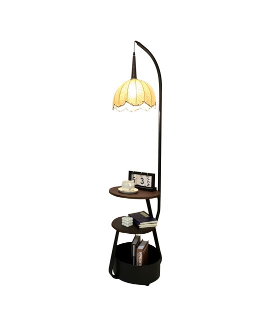 French retro floor lamp, living room sofa shelf, high-end feeling, antique style, bedroom bedside table, integrated desk lamp