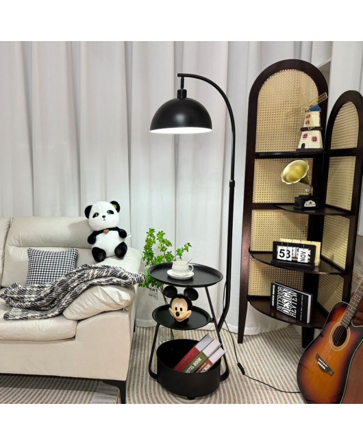 Living room sofa corner floor lamp, antique style, bedroom intelligent bedside table, integrated desk lamp, vertical edge table decoration for storage