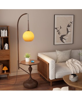 Mid ancient style grapefruit fishing floor lamp living room sofa with coffee table integrated storage, American retro bedroom bedside lamp