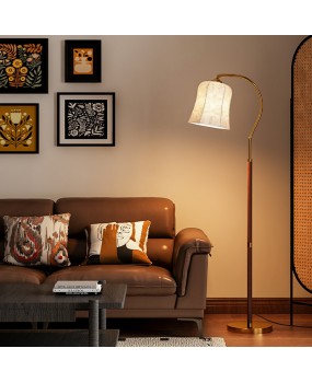 Mid ancient style floor lamp, living room, bedroom, study, sofa, wooden floor lamp, American retro French decorative lighting fixture