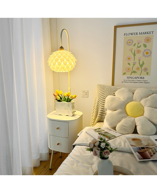 2024 new bedside table integrated floor lamp, simple and modern bedroom design, creamy style living room sofa desk lamp