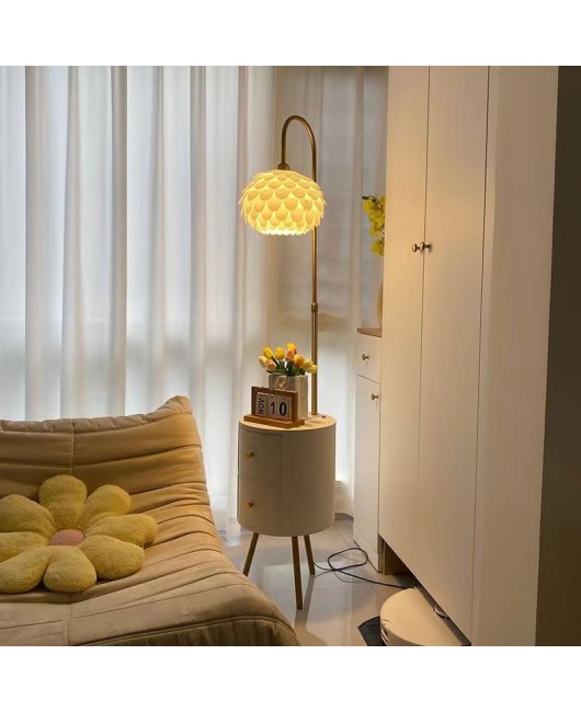 Flower floor lamp, living room, bedroom, French cream style, high-end, light luxury, sofa, storage, bedside table, integrated desk lamp
