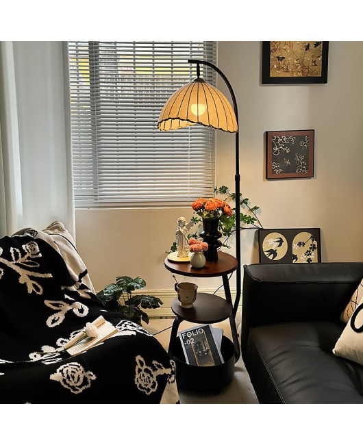 French retro floor lamp, living room sofa, coffee table lamp, antique style bedroom bedside table, storage integrated atmosphere lamp