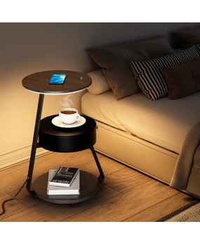 Creative bedroom floor lamp, wireless charging, living room shelf, coffee table lamp, design sense, sofa side bedside table integrated