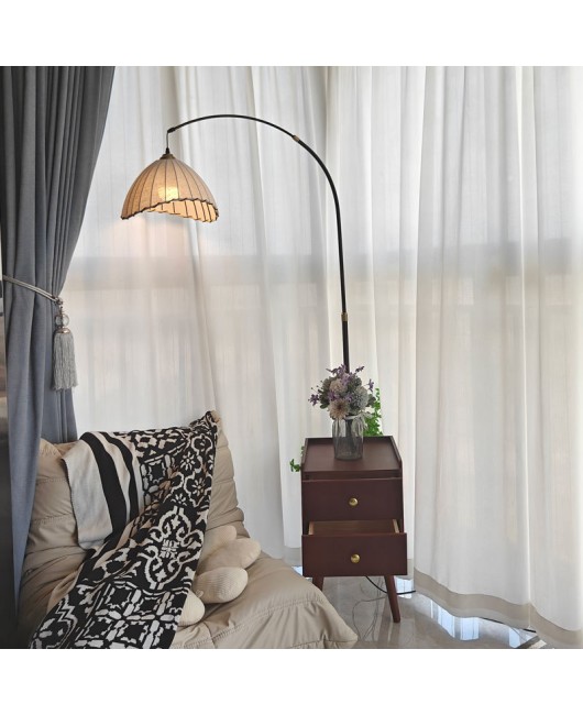 Middle ancient style bedroom bedside table integrated desk lamp drawer household small unit living room storage atmosphere floor lamp