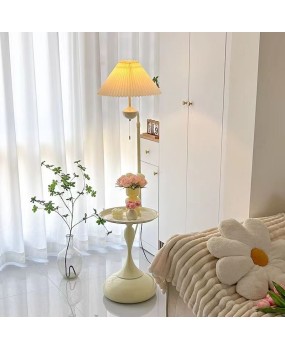 Cream style floor lamp, living room sofa, several shelves for decoration, atmosphere lamp, bedroom bedside table, integrated desk lamp
