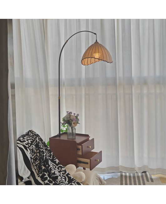 Middle ancient style bedroom bedside table integrated desk lamp drawer household small unit living room storage atmosphere floor lamp
