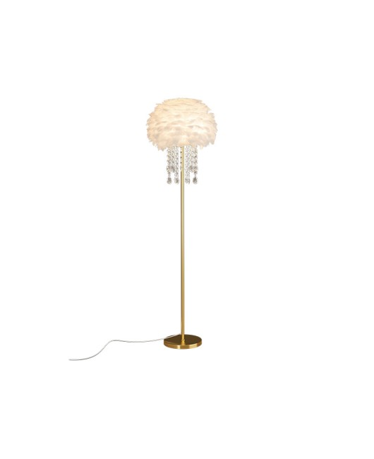 Floor lamp feather crystal light luxury Nordic living room sofa side bedroom headboard internet celebrity live broadcast room warm vertical lamp