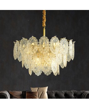 All copper light luxury living room lamp, simple modern dining room lamp, designer's creative personality bedroom lamp, glass villa pendant lamp