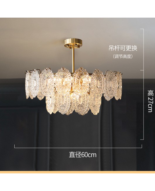 All copper light luxury living room lamp, simple modern dining room lamp, designer's creative personality bedroom lamp, glass villa pendant lamp