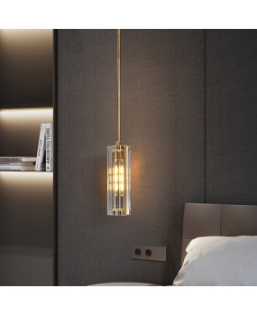 All copper light luxury bedroom headboard pendant light, simple and atmospheric corridor corridor designer, new living room background wall pendant light