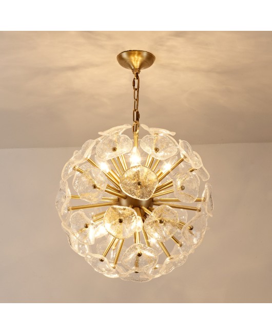 Postmodern light luxury chandelier, dining room, living room lighting, creative personality, glass tree leaves, flowers, bedroom, internet famous lighting