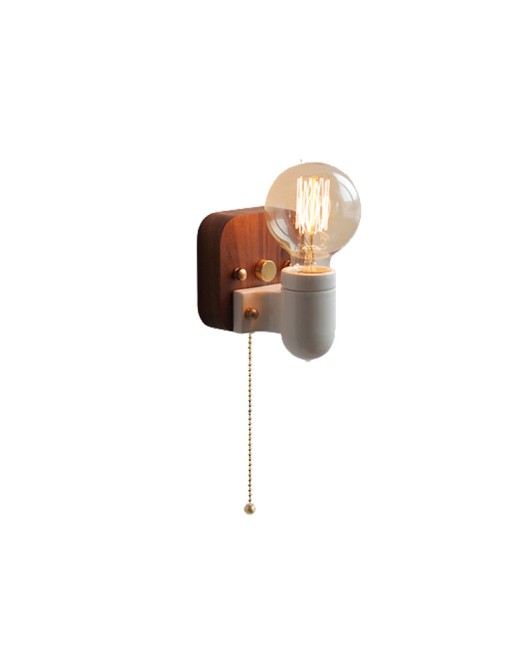 2023 New Black Walnut Retro Wall Light Japanese Balcony Designer's Simple Shop Window Decoration Light