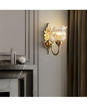 American style light luxury all copper wall lamp staircase modern creative bedroom background wall lamp retro French living room atmospheric wall lamp