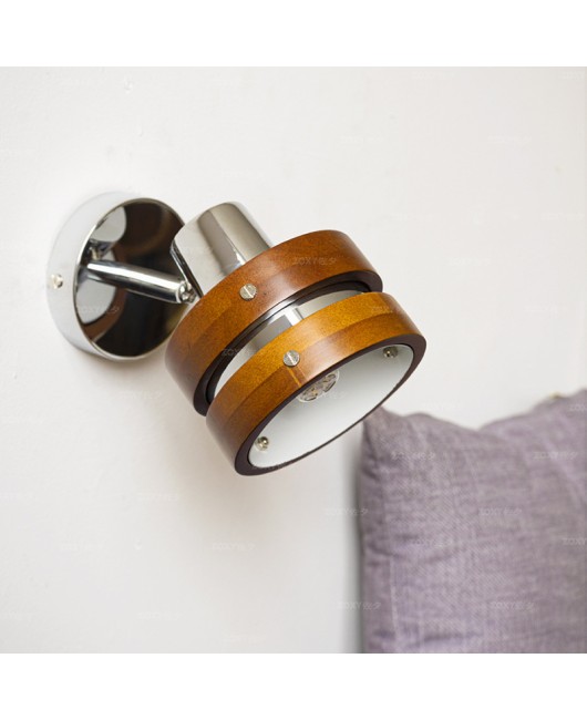 2023 New Vintage Solid Wood Walnut Color Small Wall Light Wabi Sabi Style Bedroom Bedhead Reading Light Japanese Wall Light